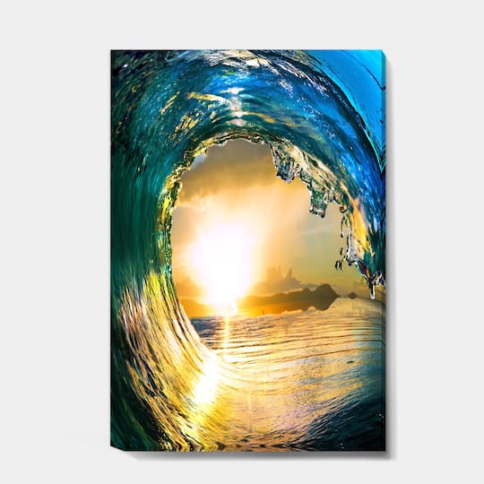 Designart - Colored Ocean Waves Falling Down II